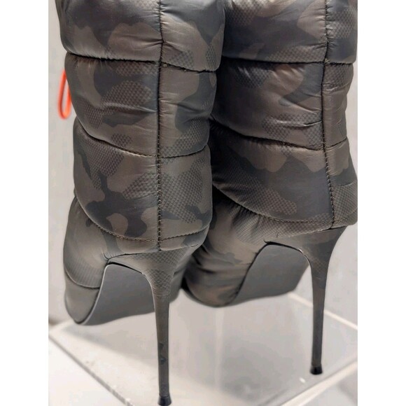 NWOB Steve Madden Clock Camo Puffer Drawstring Stilleto High Heel Boots Size 8 - Picture 5 of 11